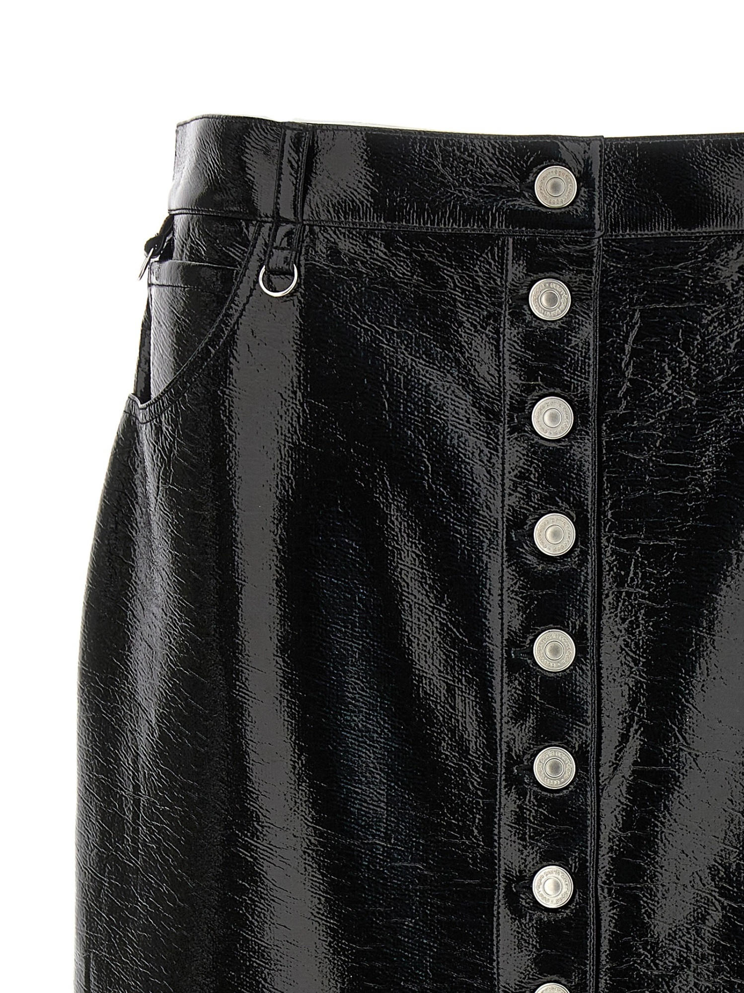 Courrèges Multiflex Patent-finish Midi Skirt In Black
