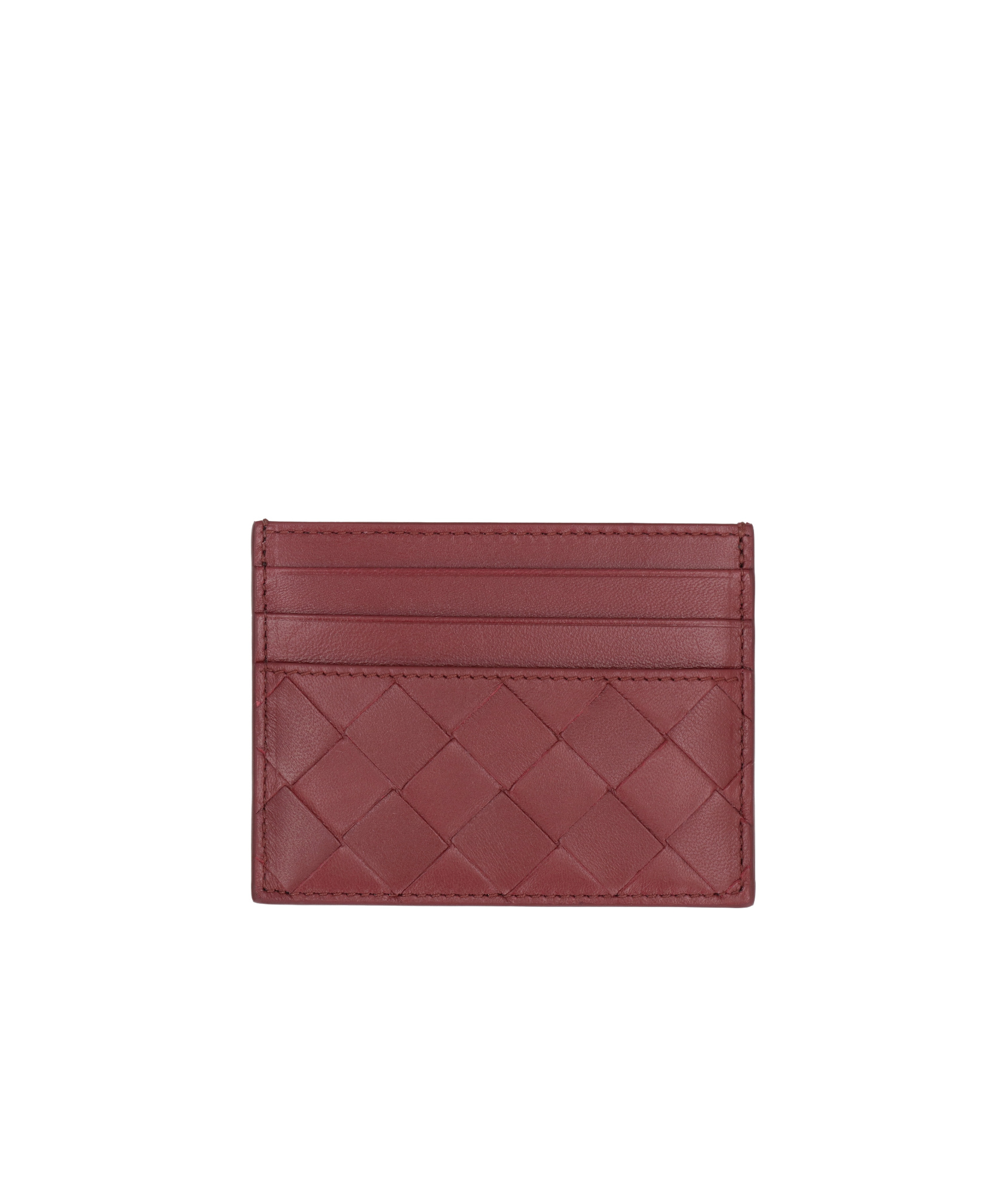 Bottega Veneta Intreccio Leather Cardholder In Red