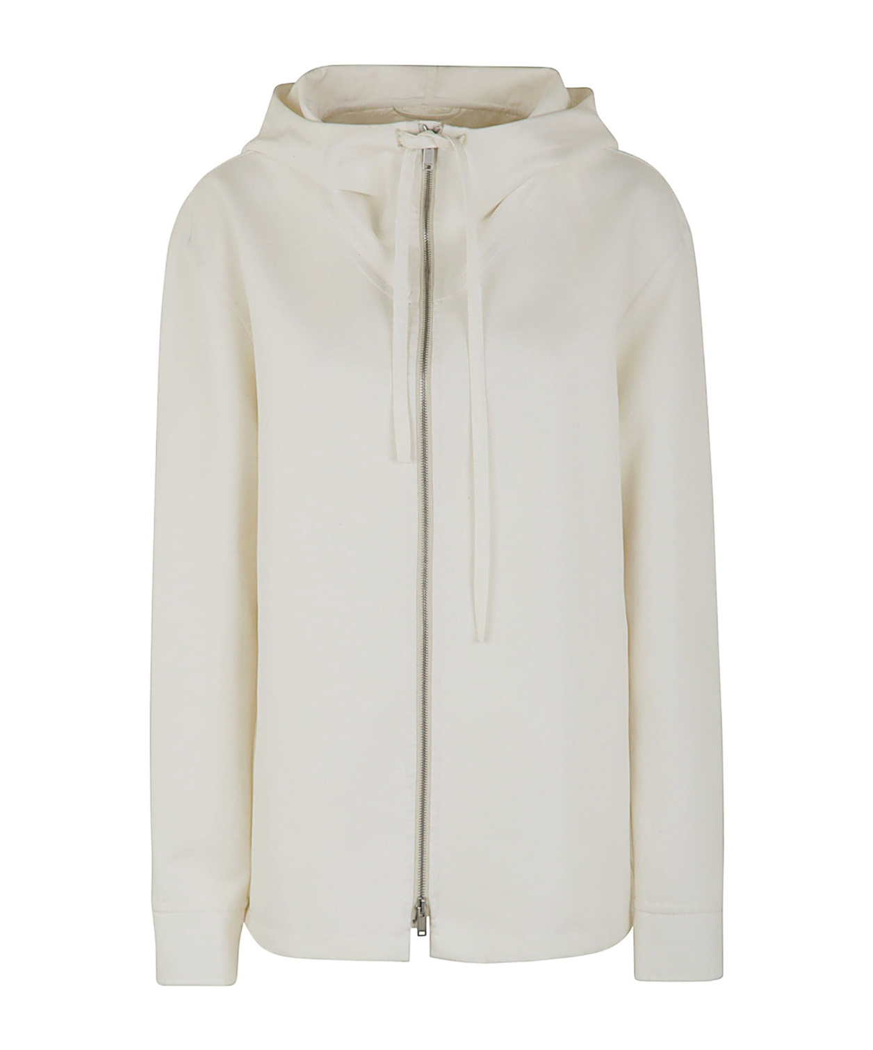 Jil Sander Boxy Fit Jacket With Hood And Drawstring In White