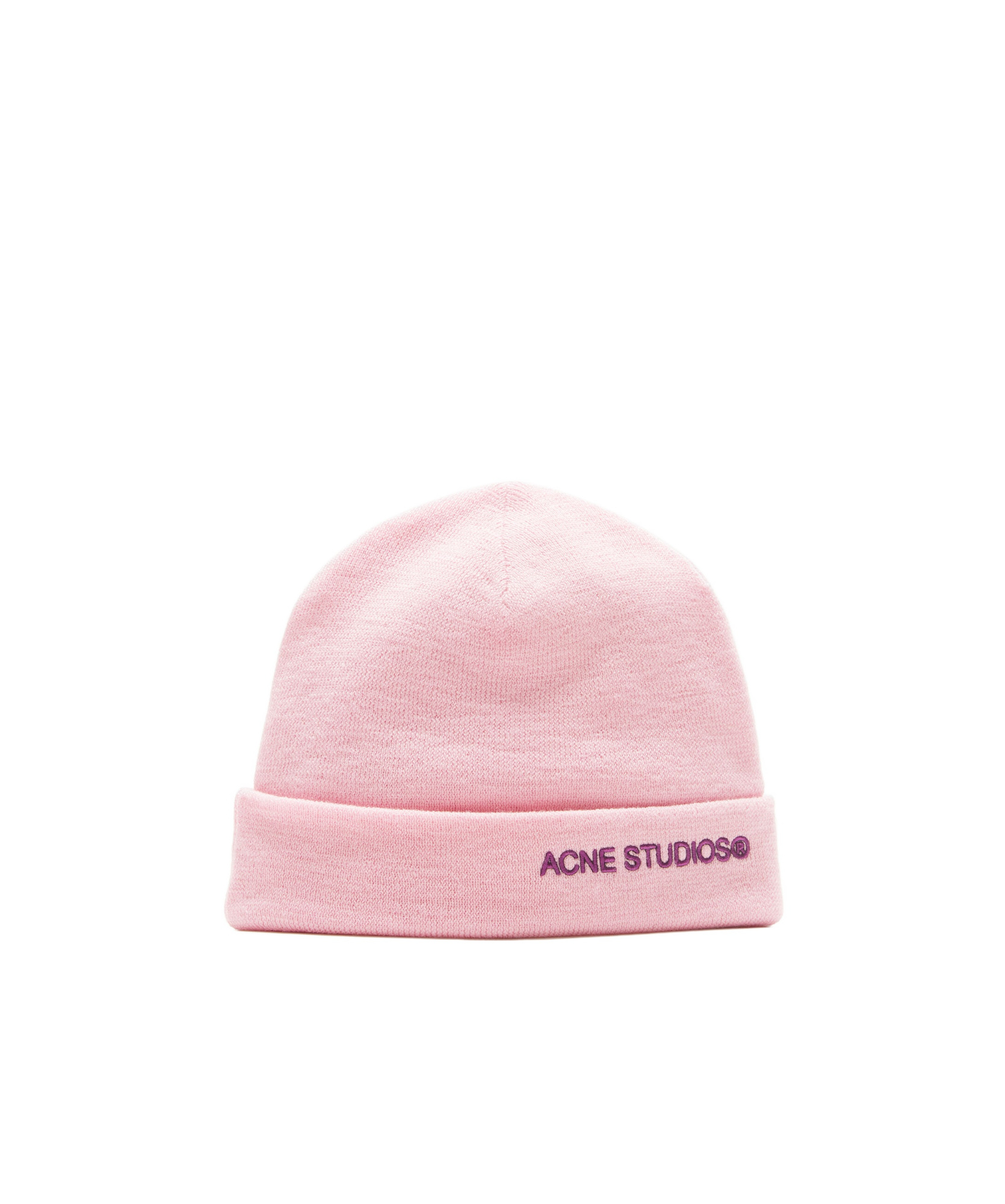 Acne Studios Logo Knitted Wool Hat In Pink