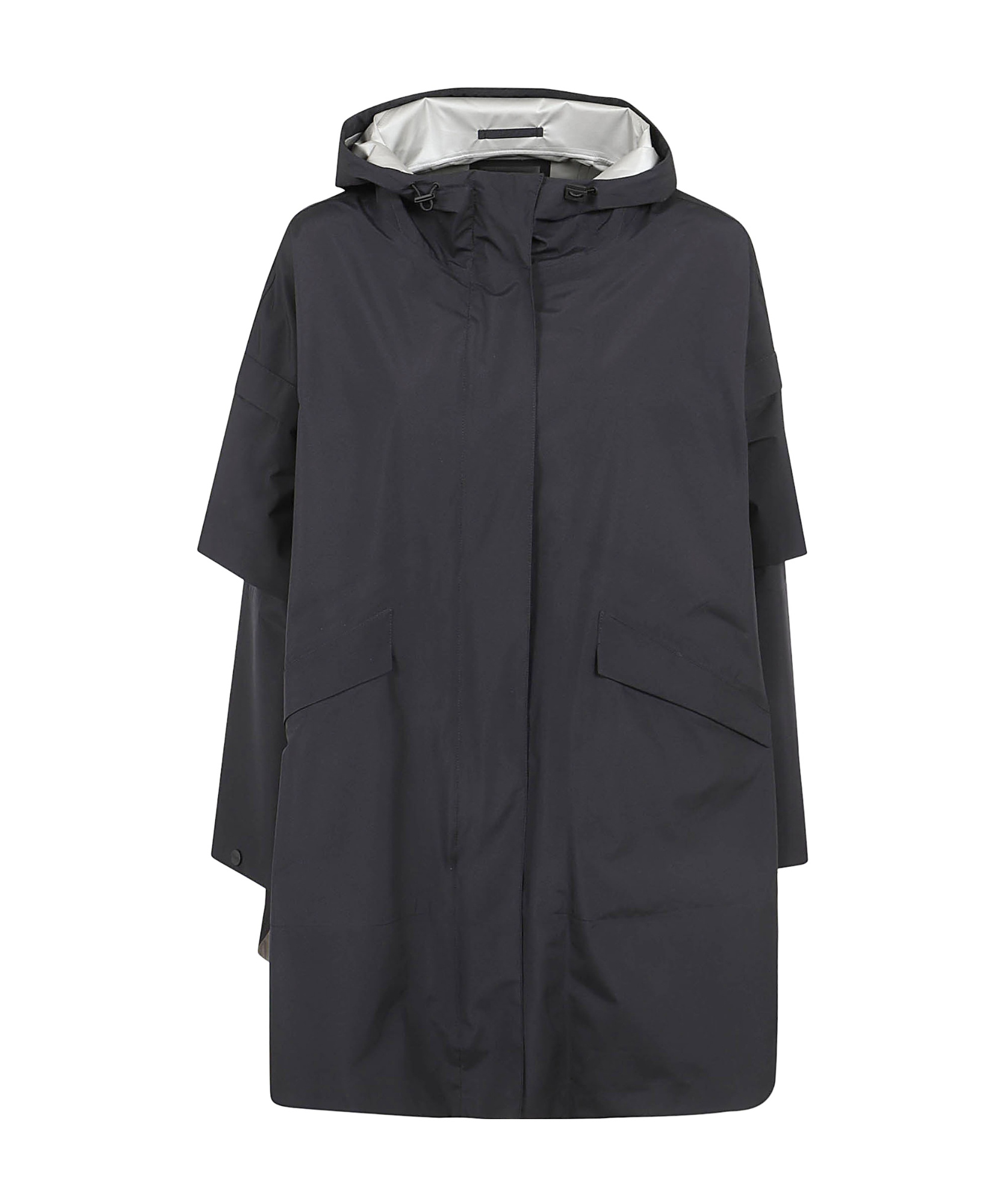 Herno "removable Sleeve Cape Coat In Black