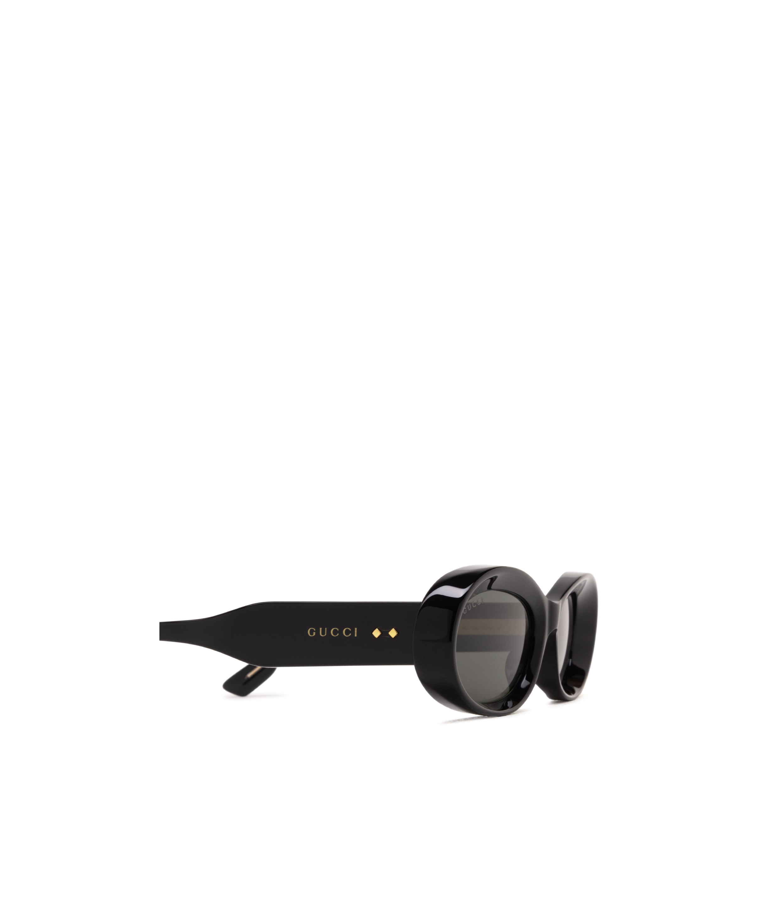 Gucci Logo-debossed Oval-frame Sunglasses In Black