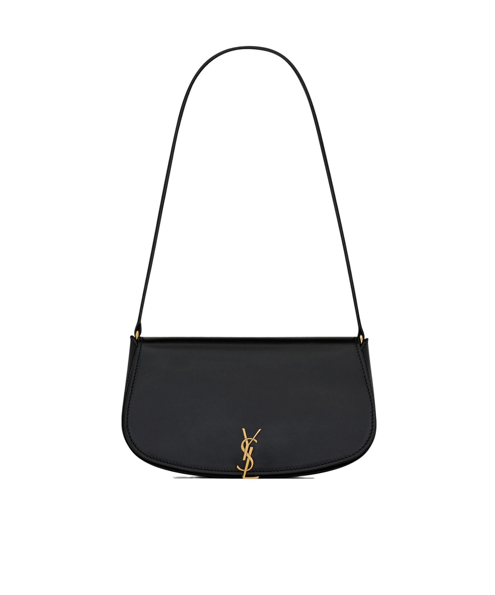 Saint Laurent Voltaire In Box Curved-handle Leather Shoulder Bag In Black