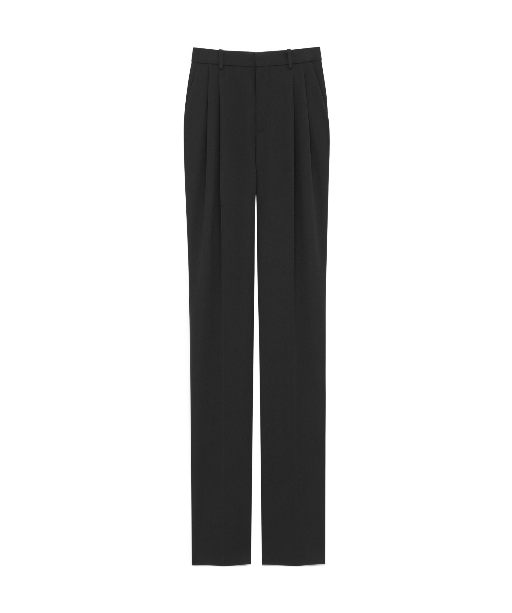 Saint Laurent High Waist Straight Leg Pants In Black