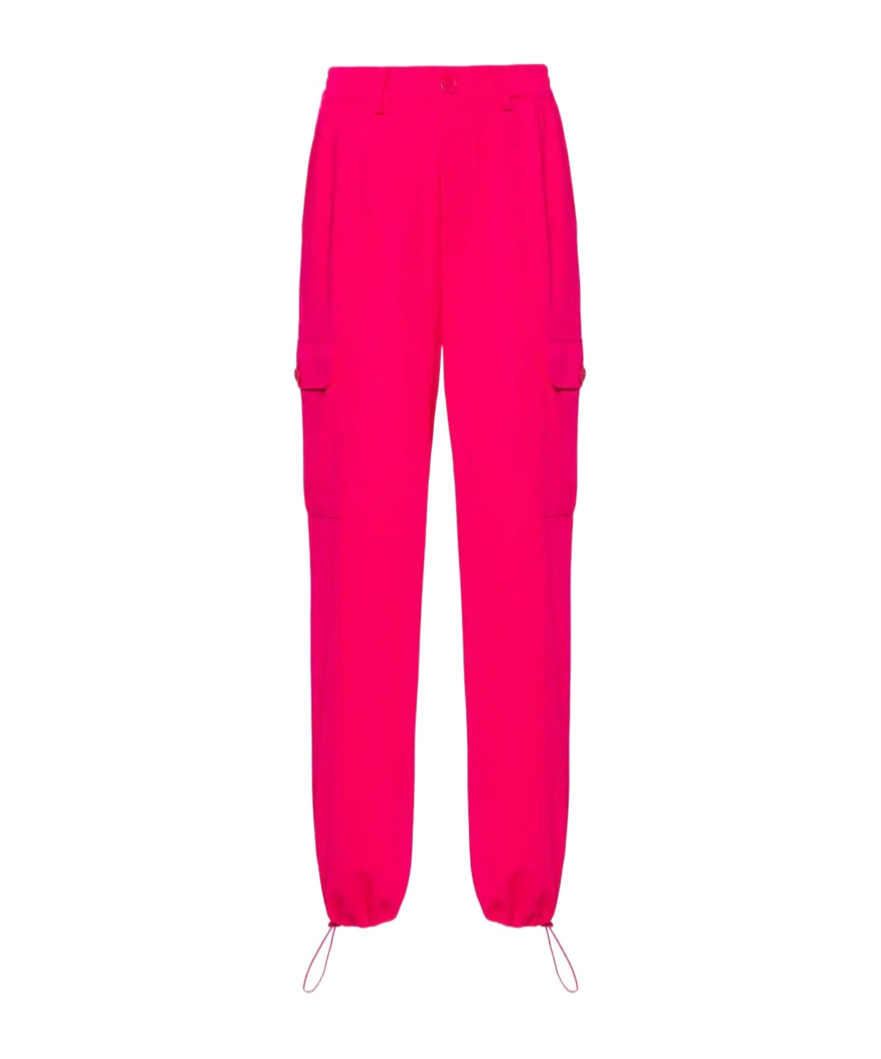 Shop Twinset Straight-leg Crepe Cargo Trousers In Pink