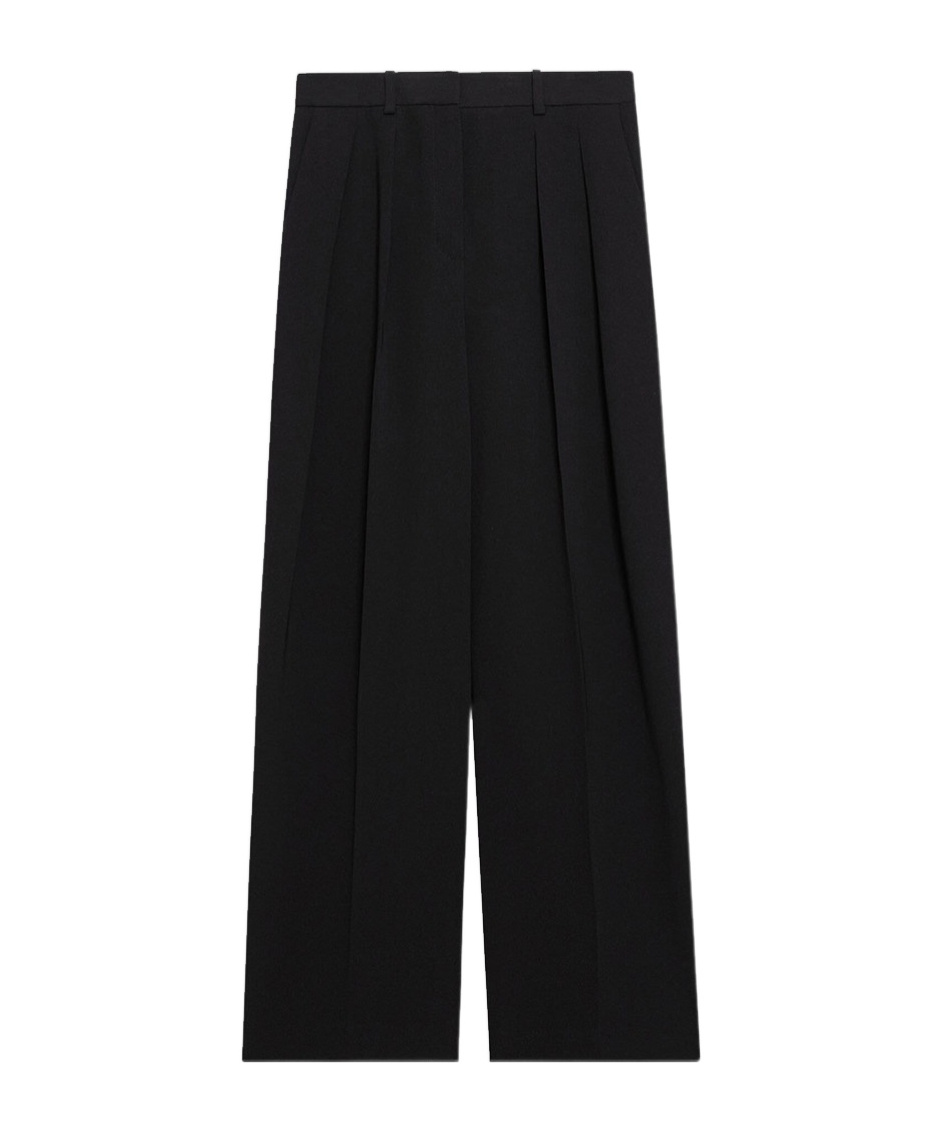 Theory High Waist And Wide Legs Casual Trousers In Black