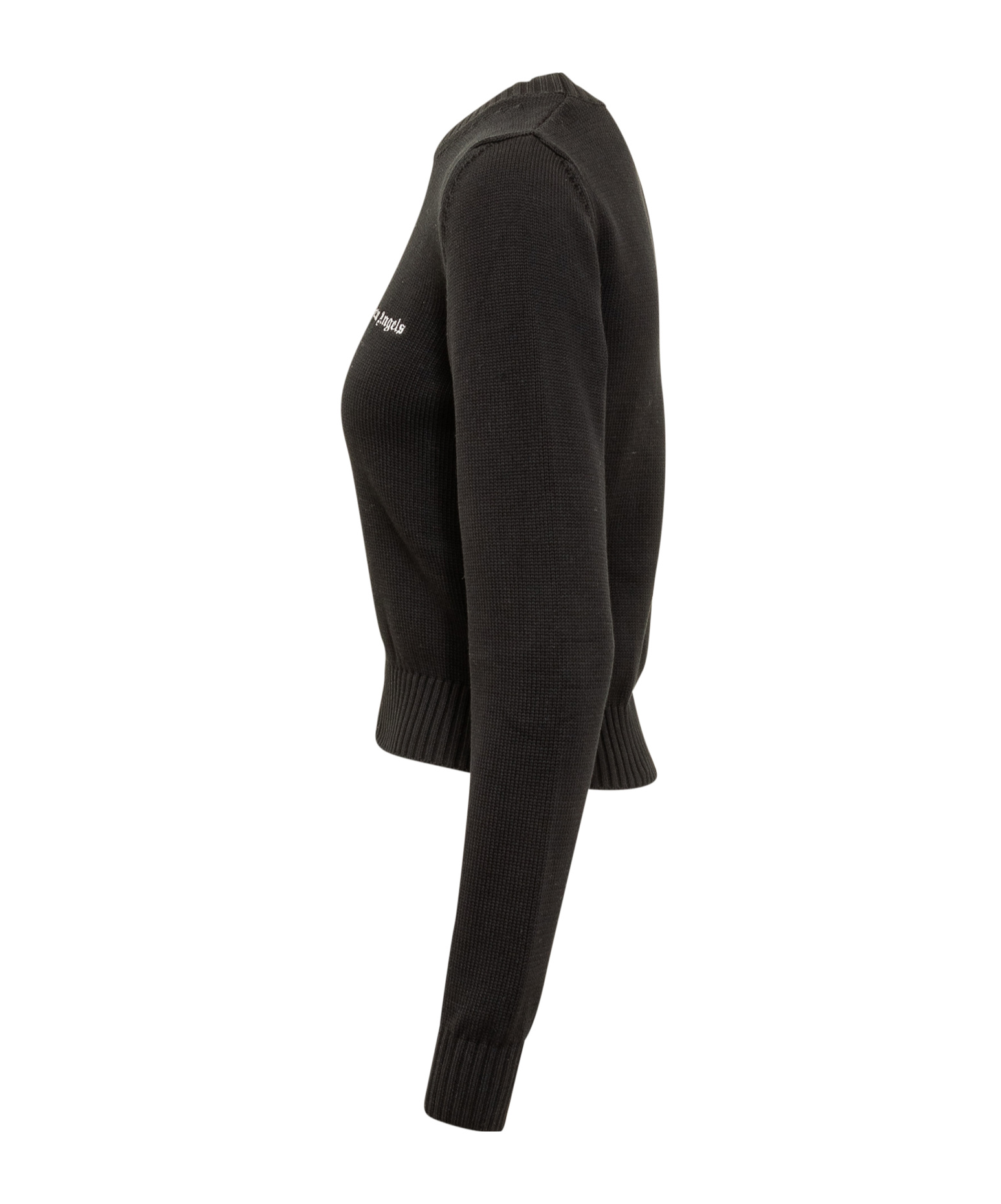 Palm Angels Cropped Pullover With Embroidered Logo In Black