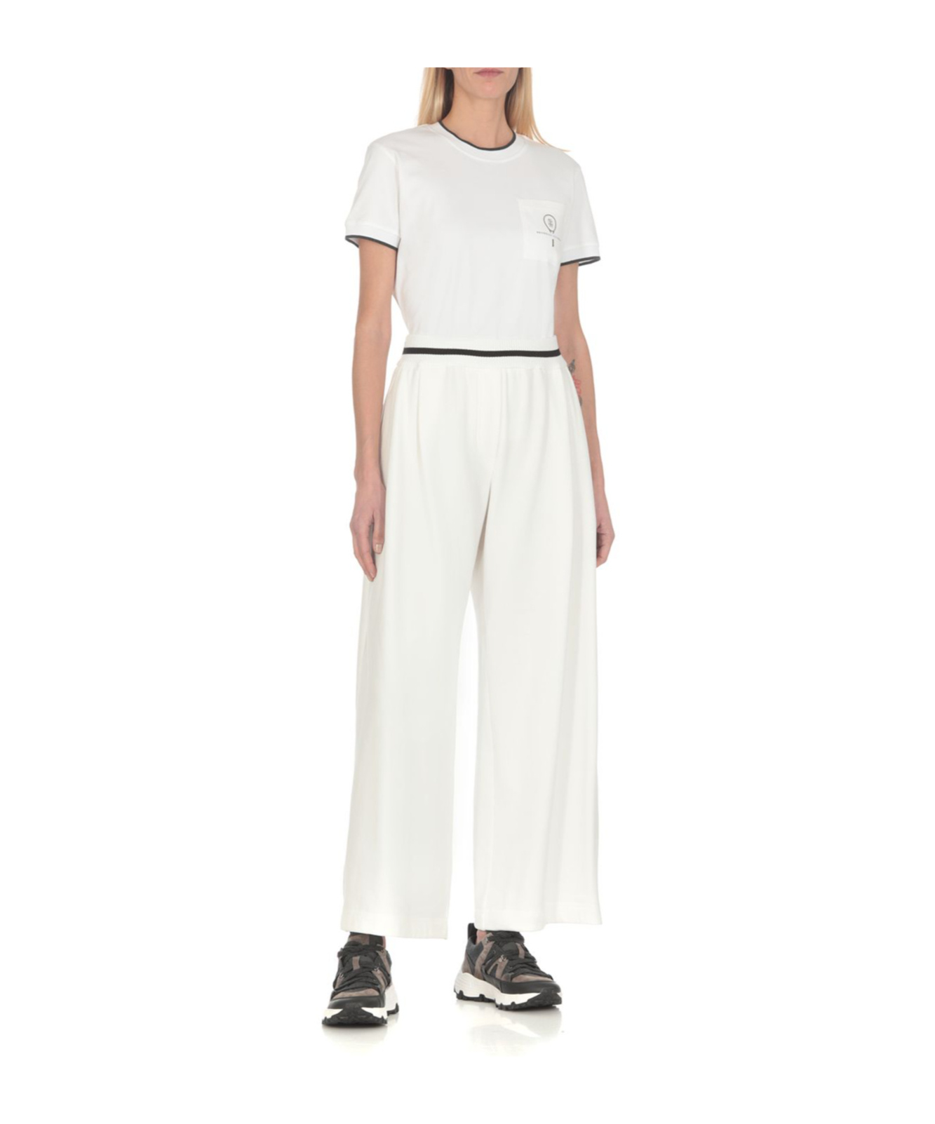 Brunello Cucinelli Pleated Wide-leg Track Pants In White