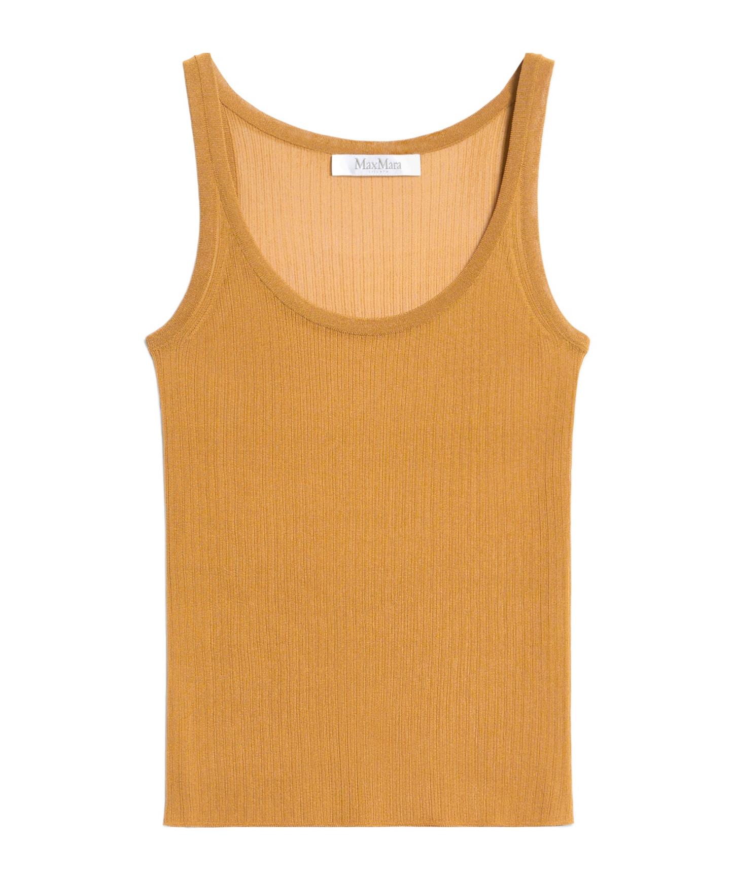 Shop Max Mara Sleeveless Ribbed Top In Yellow