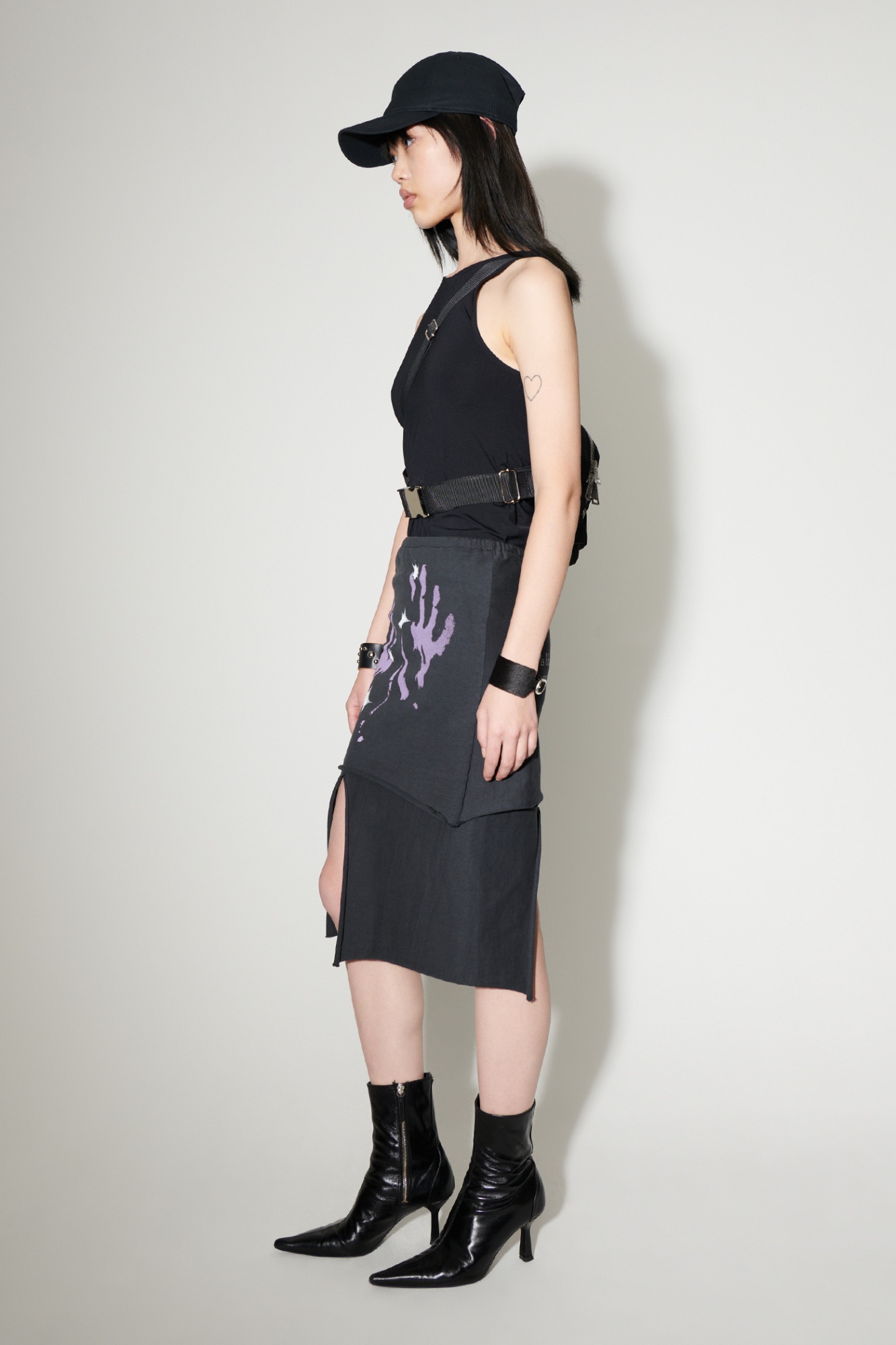 Shop Our Legacy Layered Hand-print Cotton Skirt In Black
