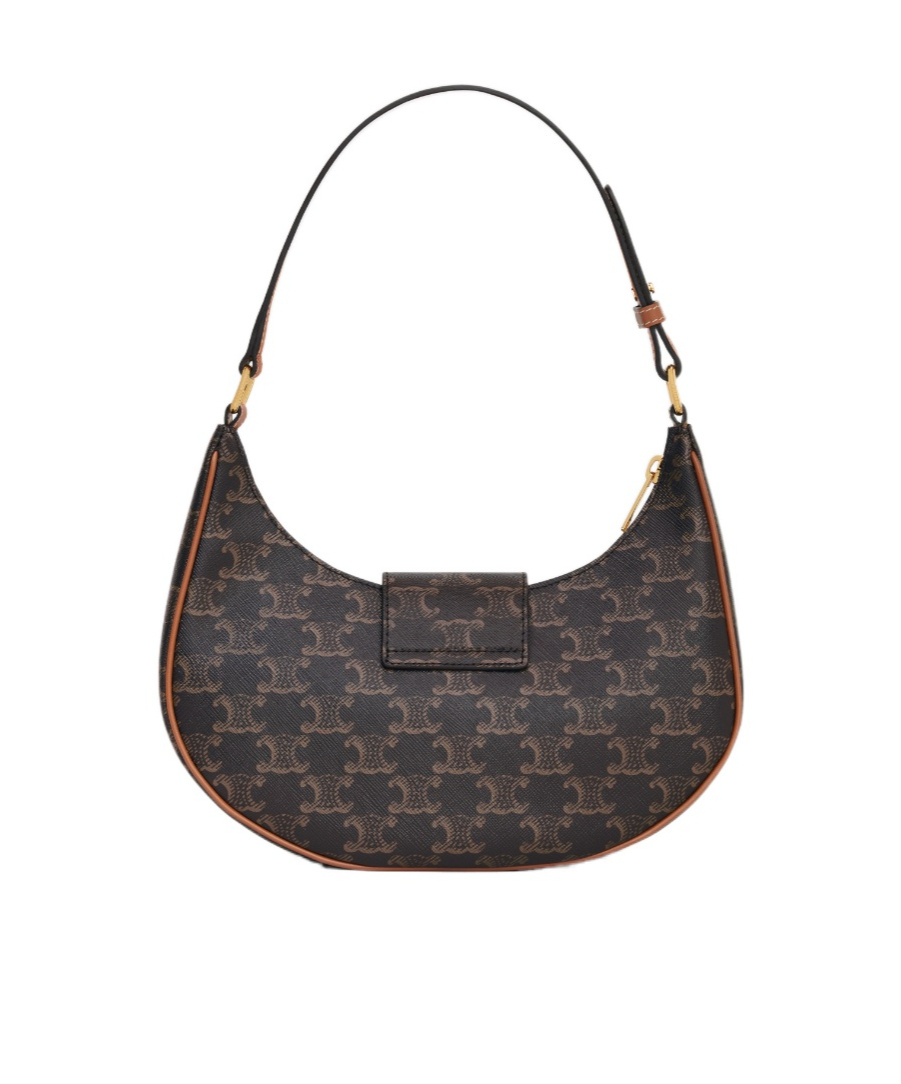 Celine Ava Triomphe Zipper Shoulder Bag In Black