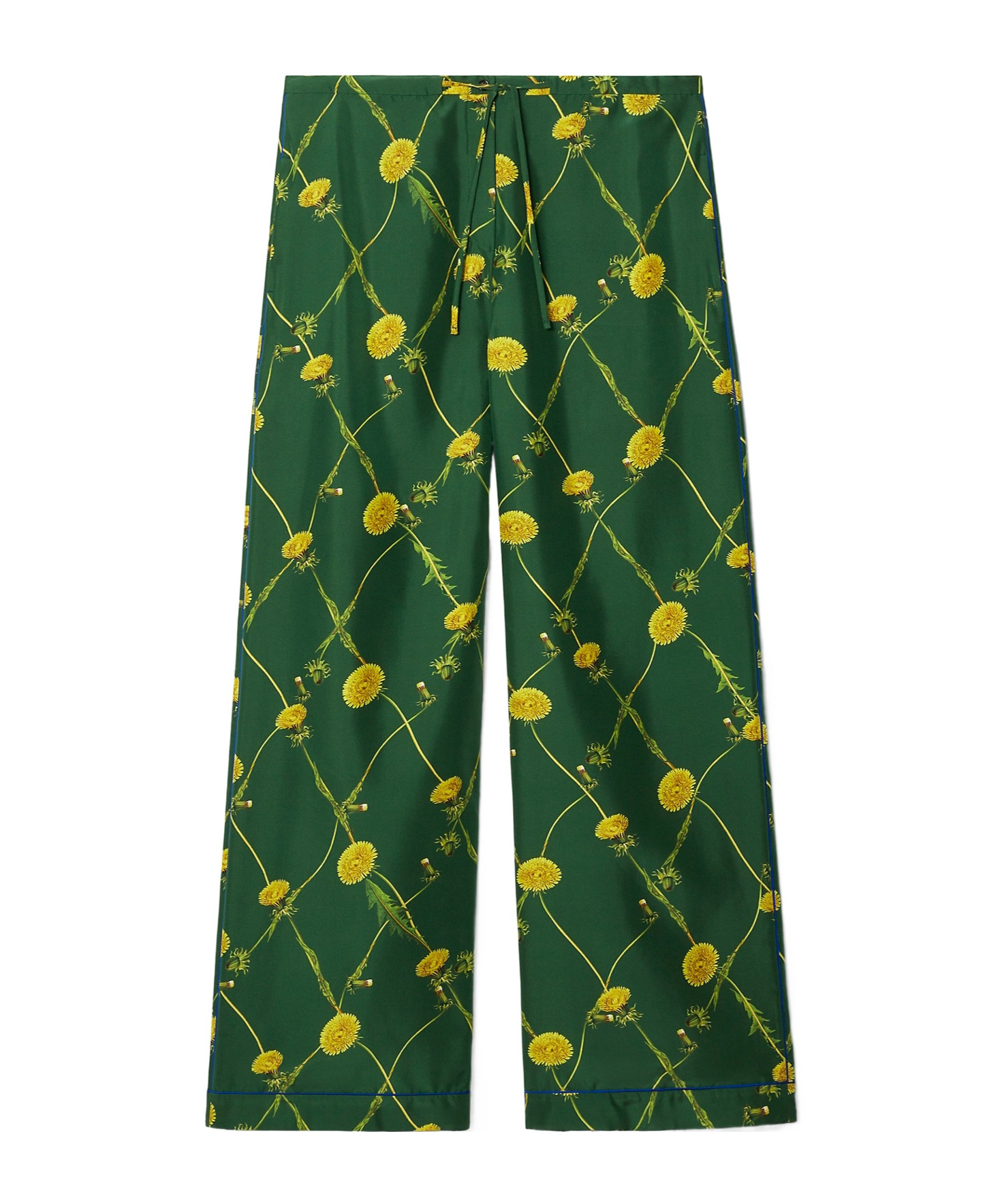 Burberry Dandelion Floral-print Flared Trousers In Green