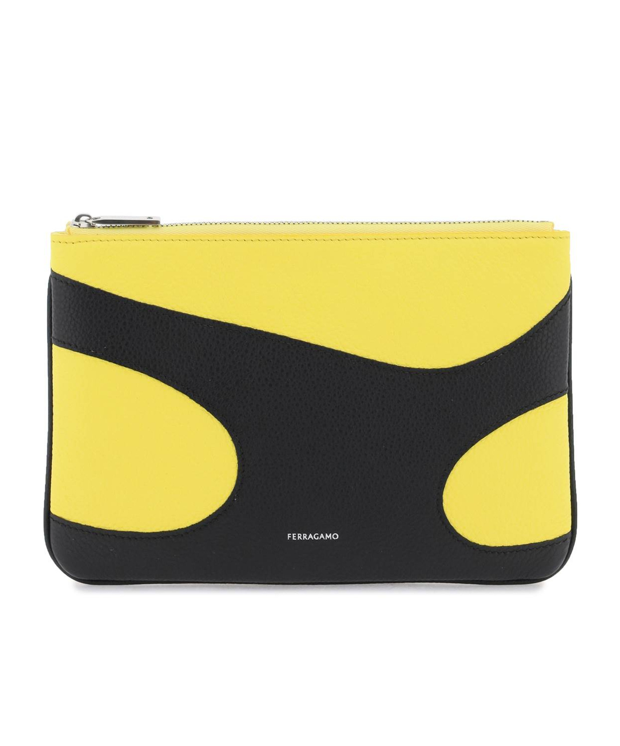 Ferragamo Panelled Design Leather Phone Pouch In Yellow