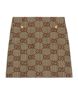 Gucci Jumbo Gg Wool Miniskirt In Brown