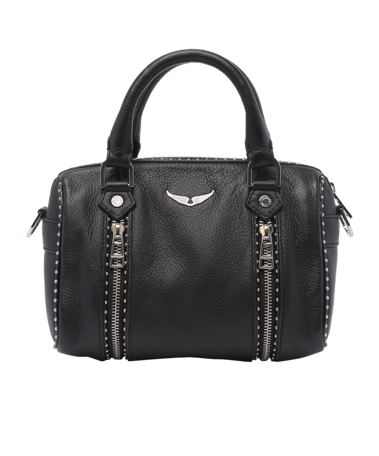 Zadig & Voltaire Small Logo Leather Tote Bag In Black