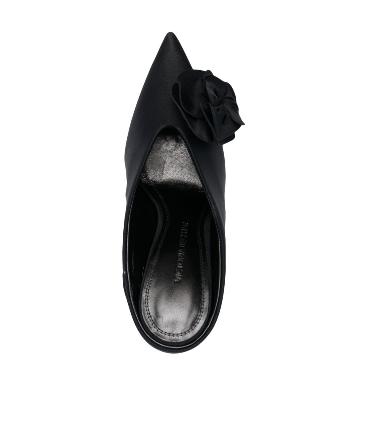 Victoria Beckham Floral-applique Satin Mules In Black