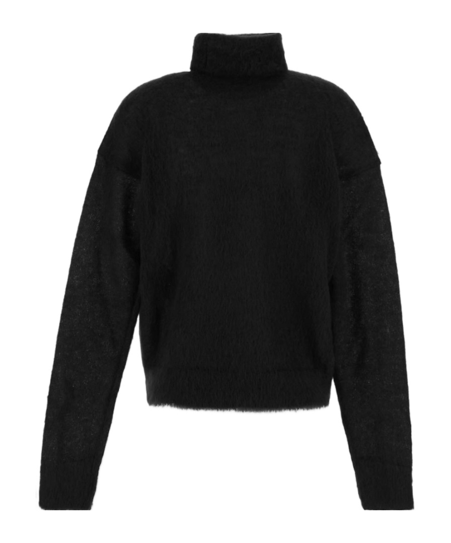 Saint Laurent Brushed-knit Roll-neck Jumper In Black