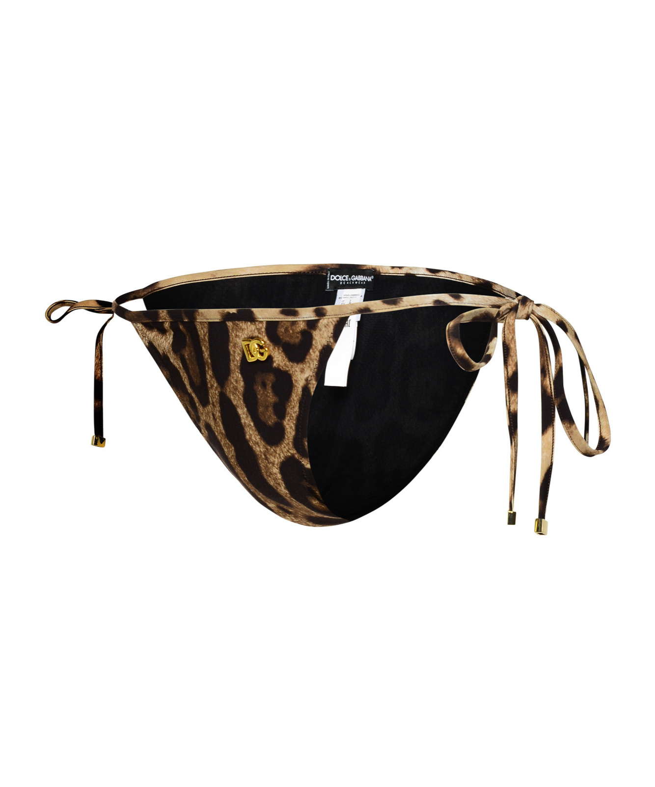 Dolce & Gabbana Leopard Print Jersey Bikini Bottoms In Black
