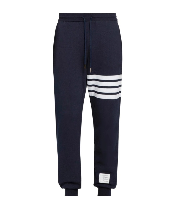 Thom Browne Tapered Striped Loopback Cotton-jersey Sweatpants In Blue