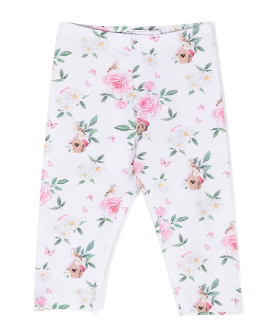 Monnalisa Floral-print Jersey Leggings In White