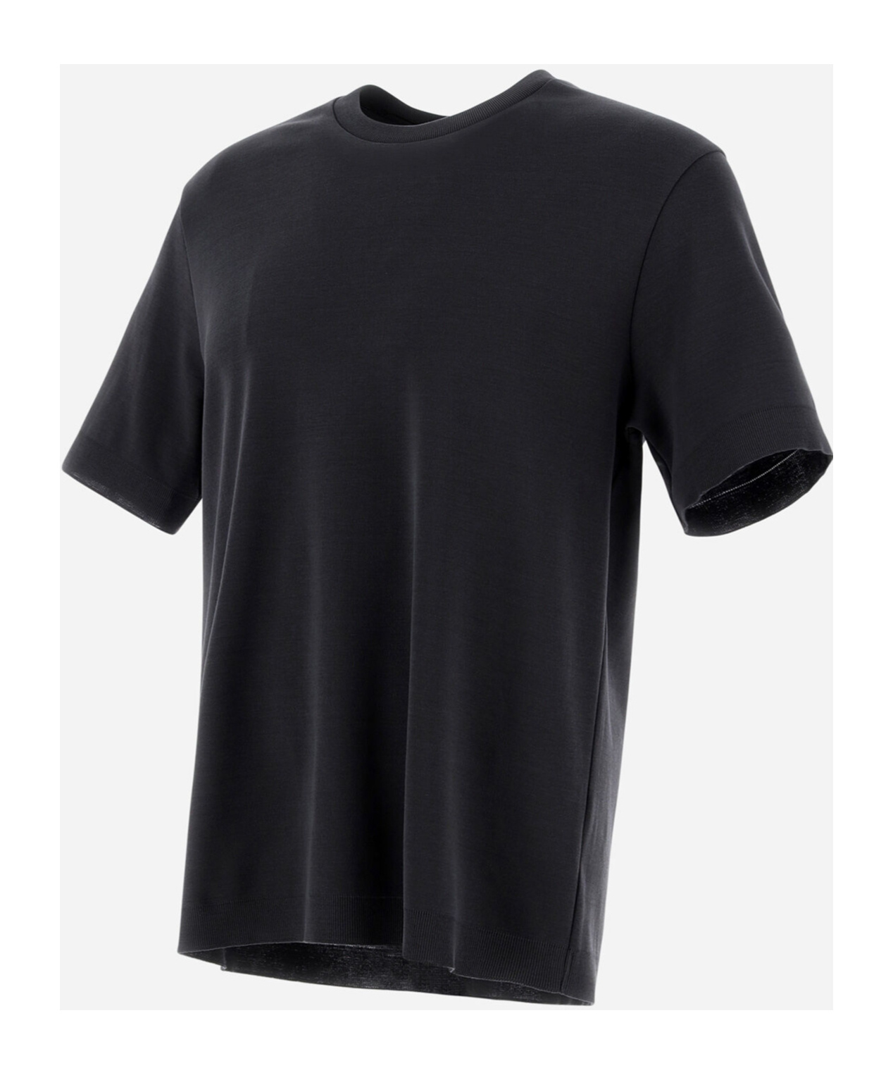 Herno Navy Blue Solid T-shirt In Black