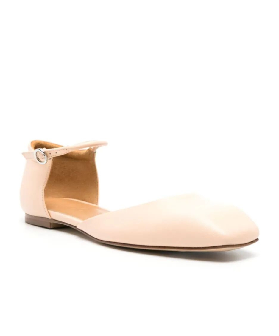 Shop Aeyde Uma Leather Ballerina Shoes In Nude