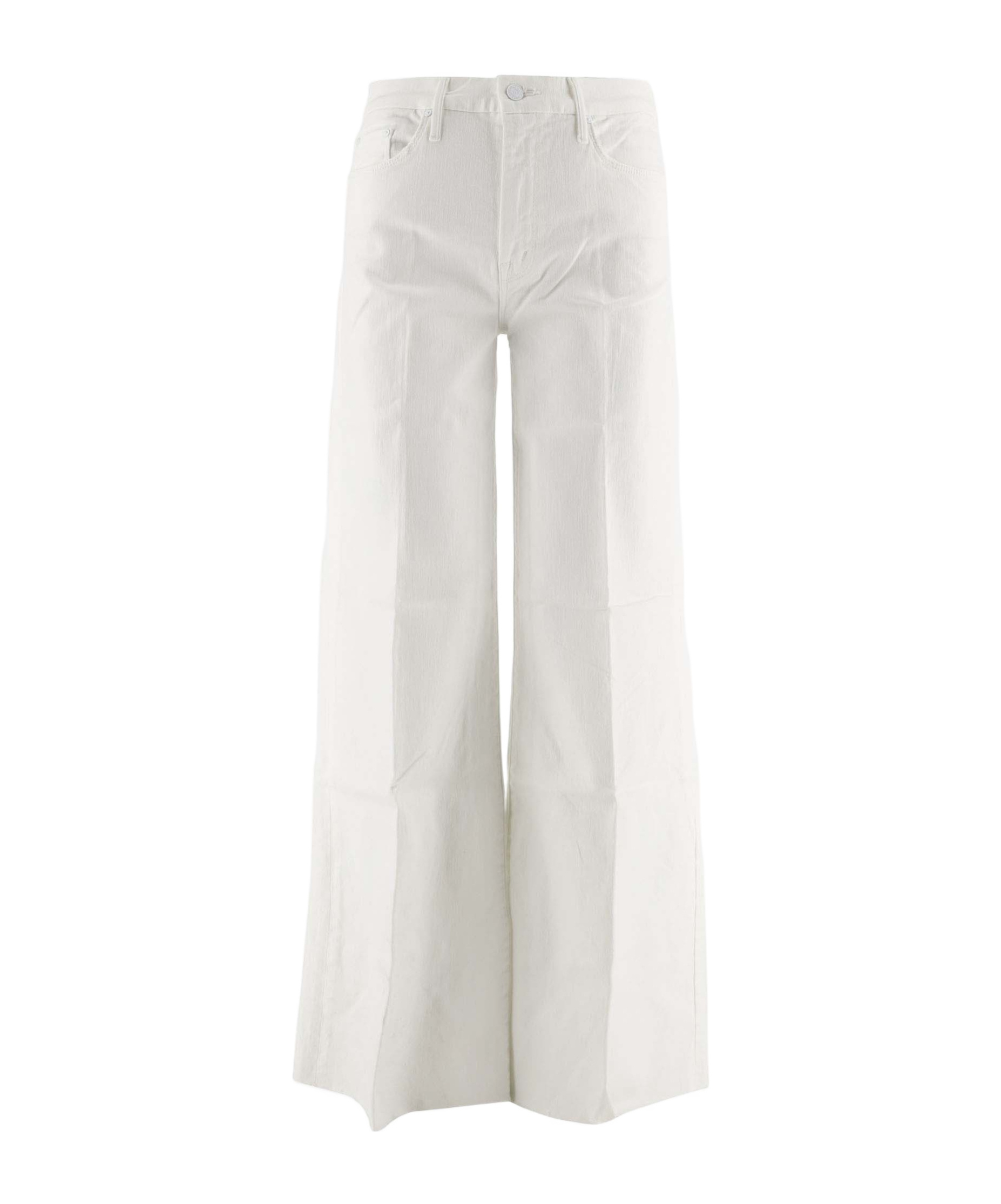 Mother The Hustler Patch Pocket Raw Hem High Waist Ankle Flare Jeans In White