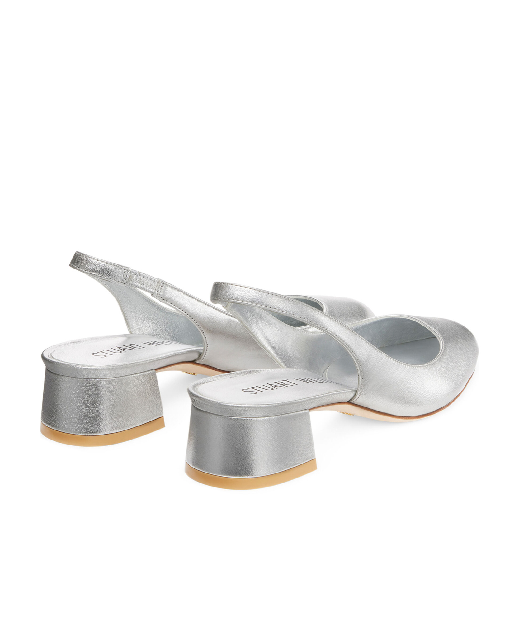 Stuart Weitzman Maeve Metallic Slingback Ballerina Pumps In White