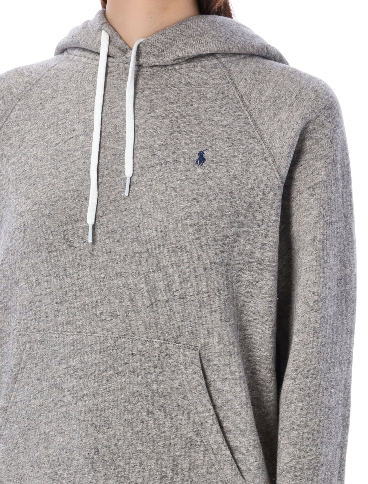 Polo Ralph Lauren Grey Hoodie With Drawstring Hood And Pony Embroidery On The Front In Cotton Blend Woman In Gray