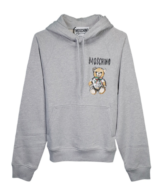 Moschino Logo Logo Hooded Sweater In Gray