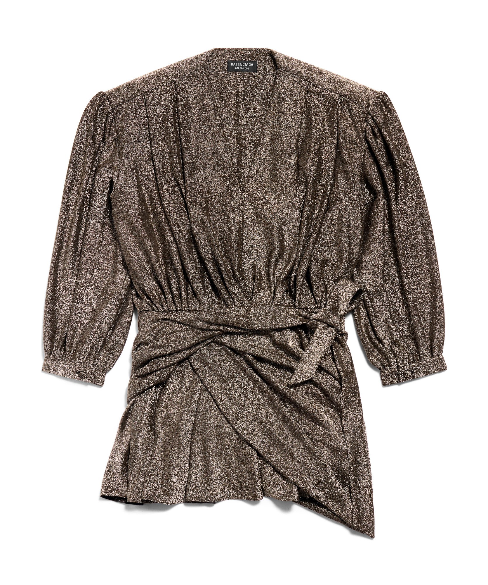 Balenciaga Draped Glittered Mini Dress In Brown