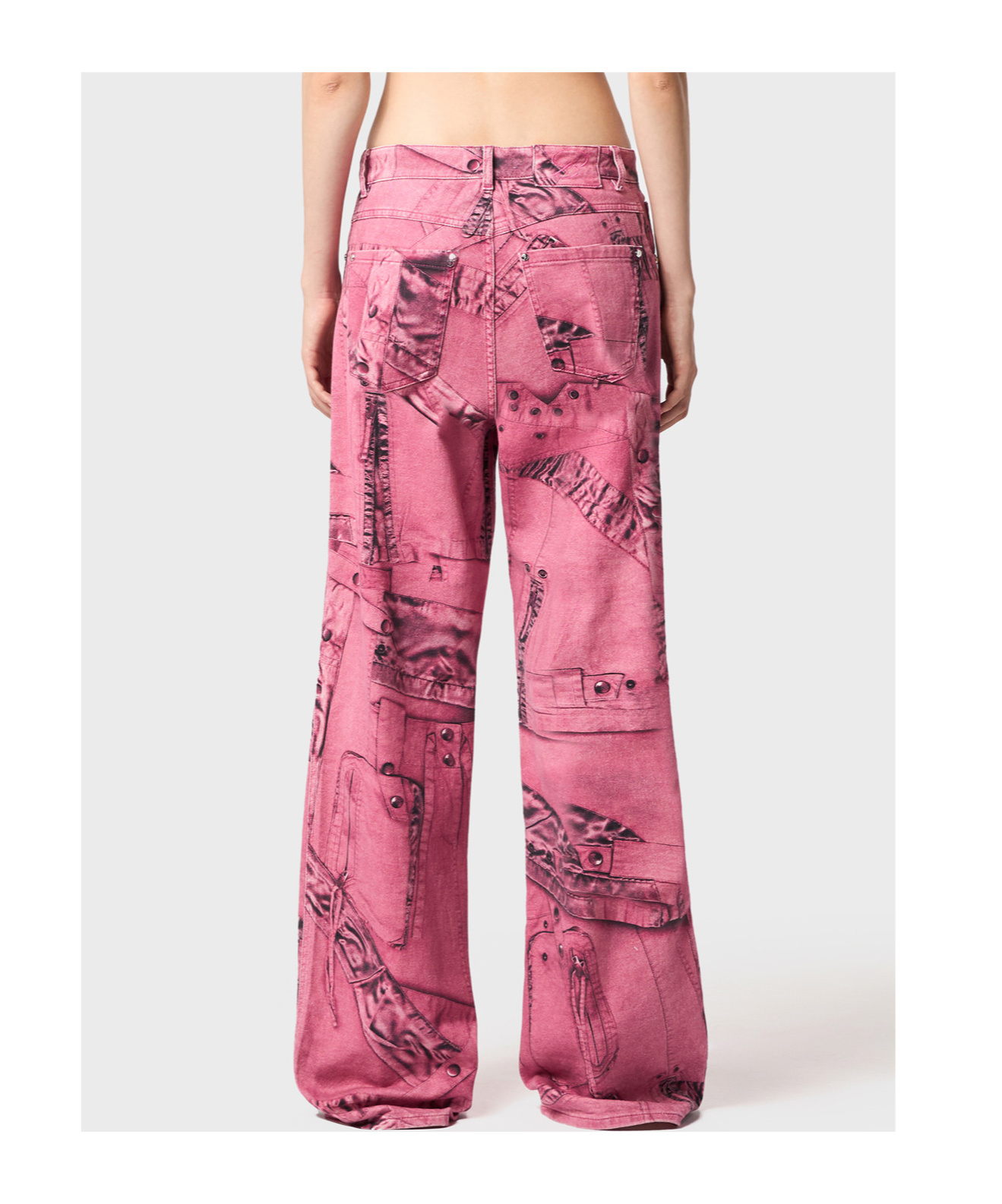 Blumarine Cargo-patch Print Puddle Trousers In Pink