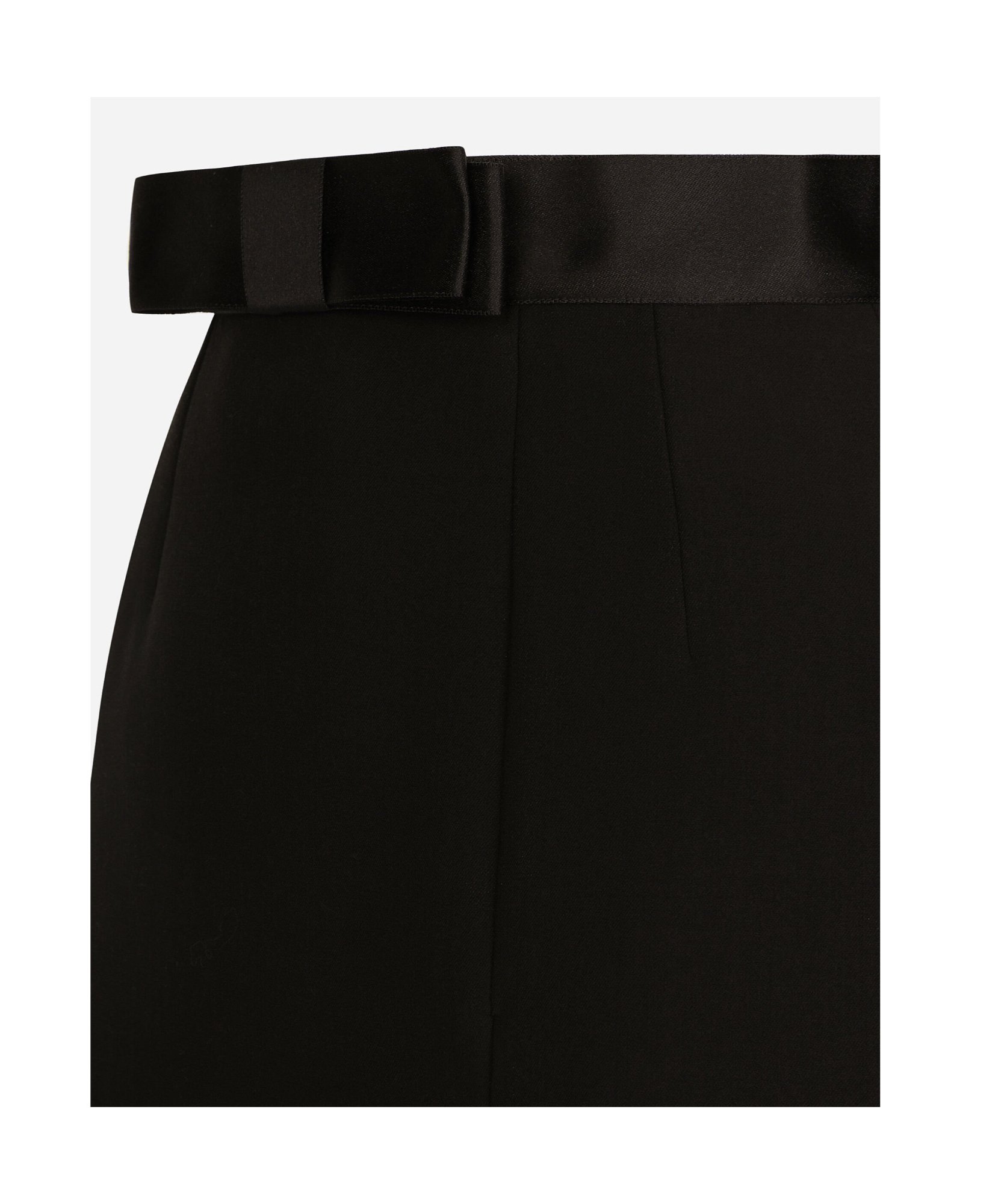 Dolce & Gabbana Bow-detail Virgin Wool-blend Skirt In Black