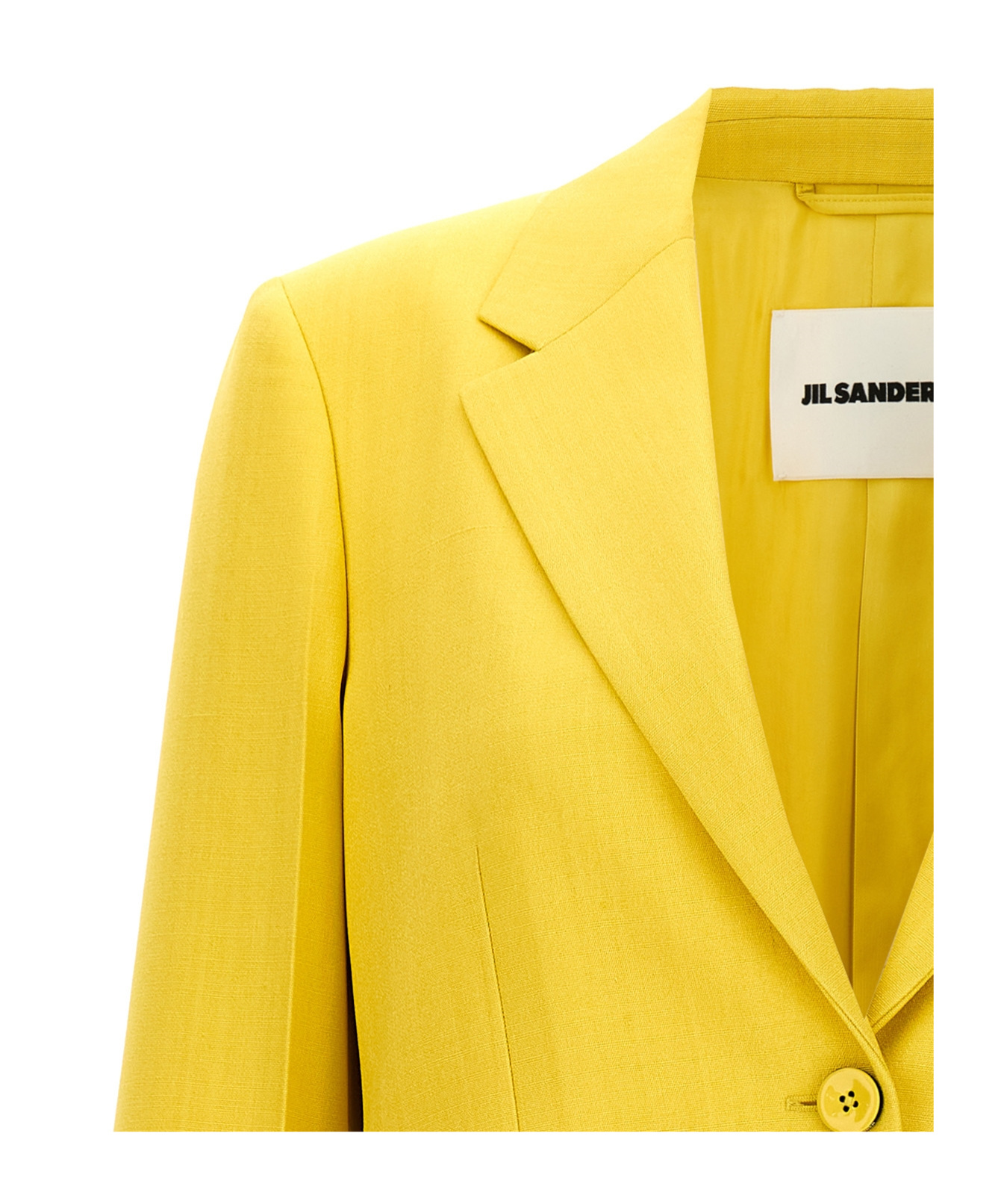 Jil Sander Tailored Blazer With Flap Pockets And Vent In Yellow