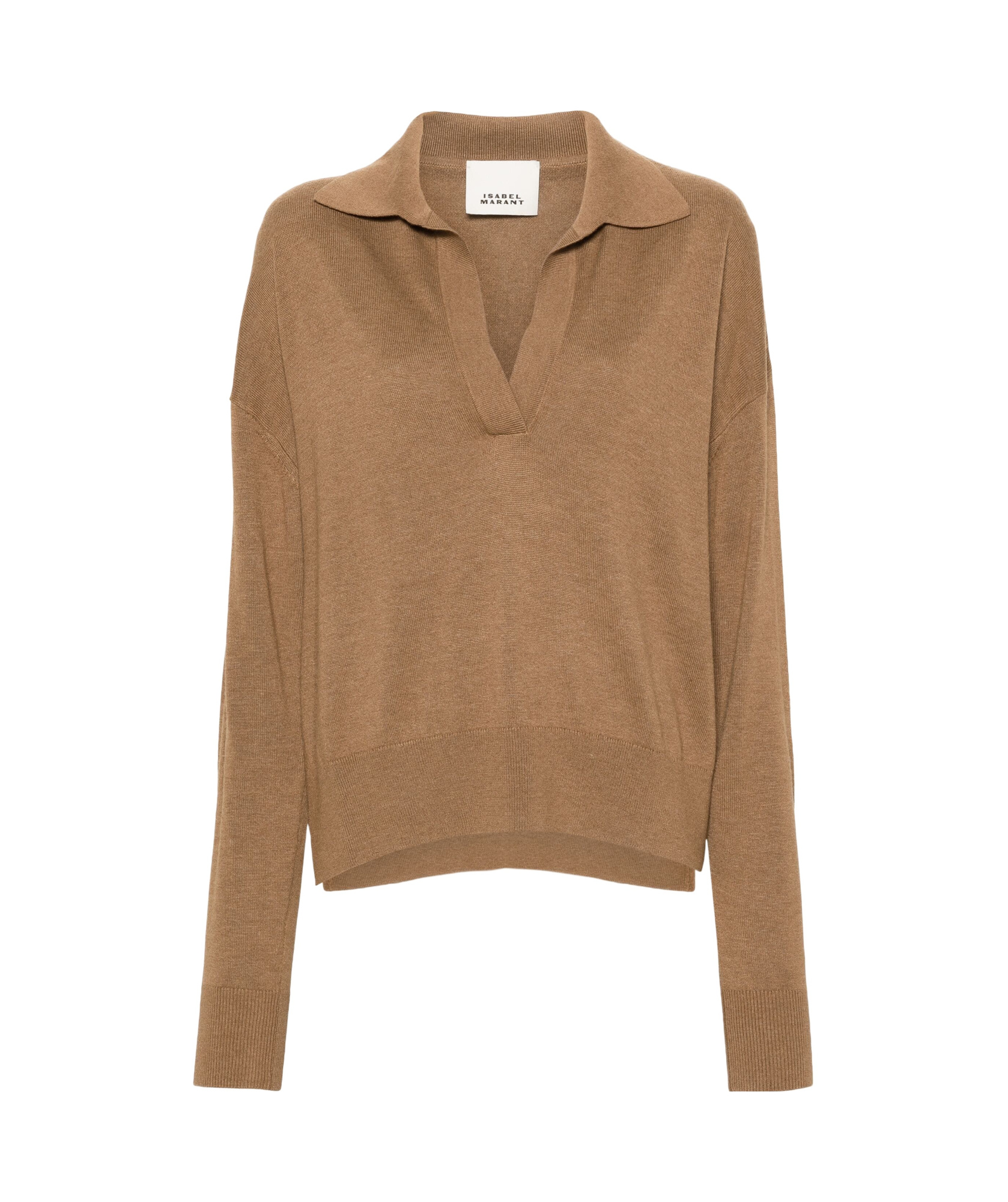 Isabel Marant Étoile Lapel Long-sleeved Sweater In Brown