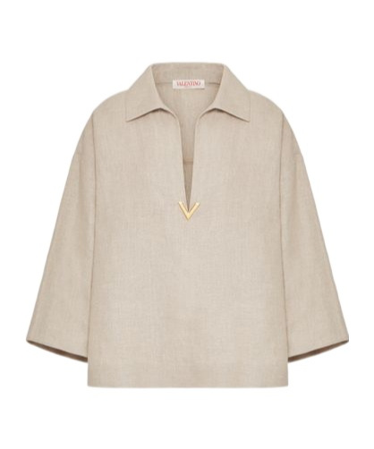 Valentino Linen Blouse In Nude