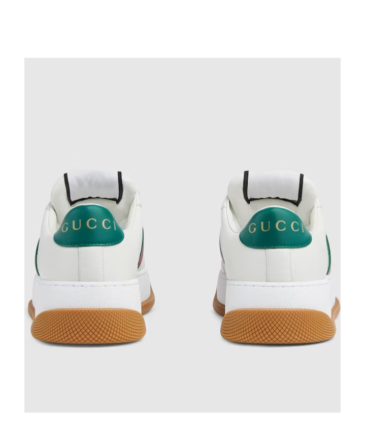 GUCCI SCREENER LACE-UP LEATHER SNEAKERS