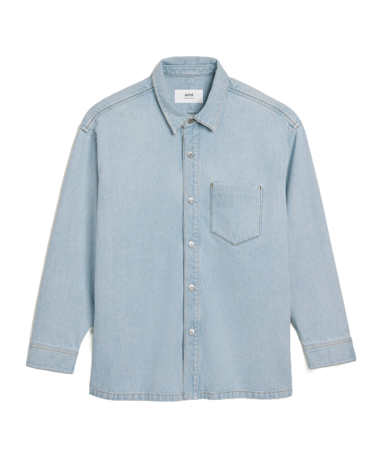 Ami Alexandre Mattiussi Ami De Coeur Denim Jacket In Gray