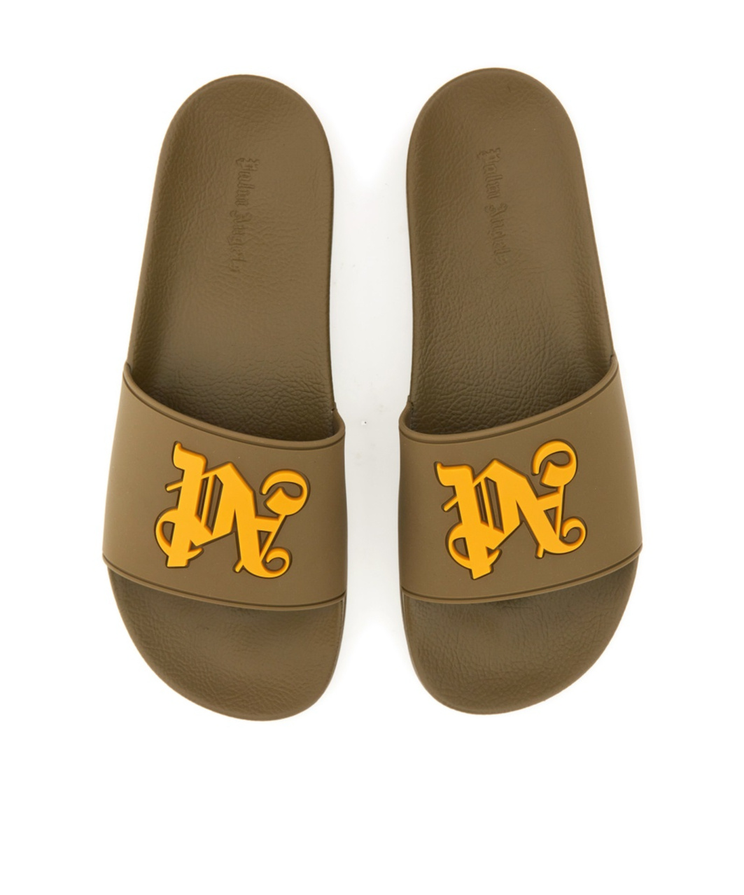 Palm Angels Logo-embossed Rubber Slides In Green