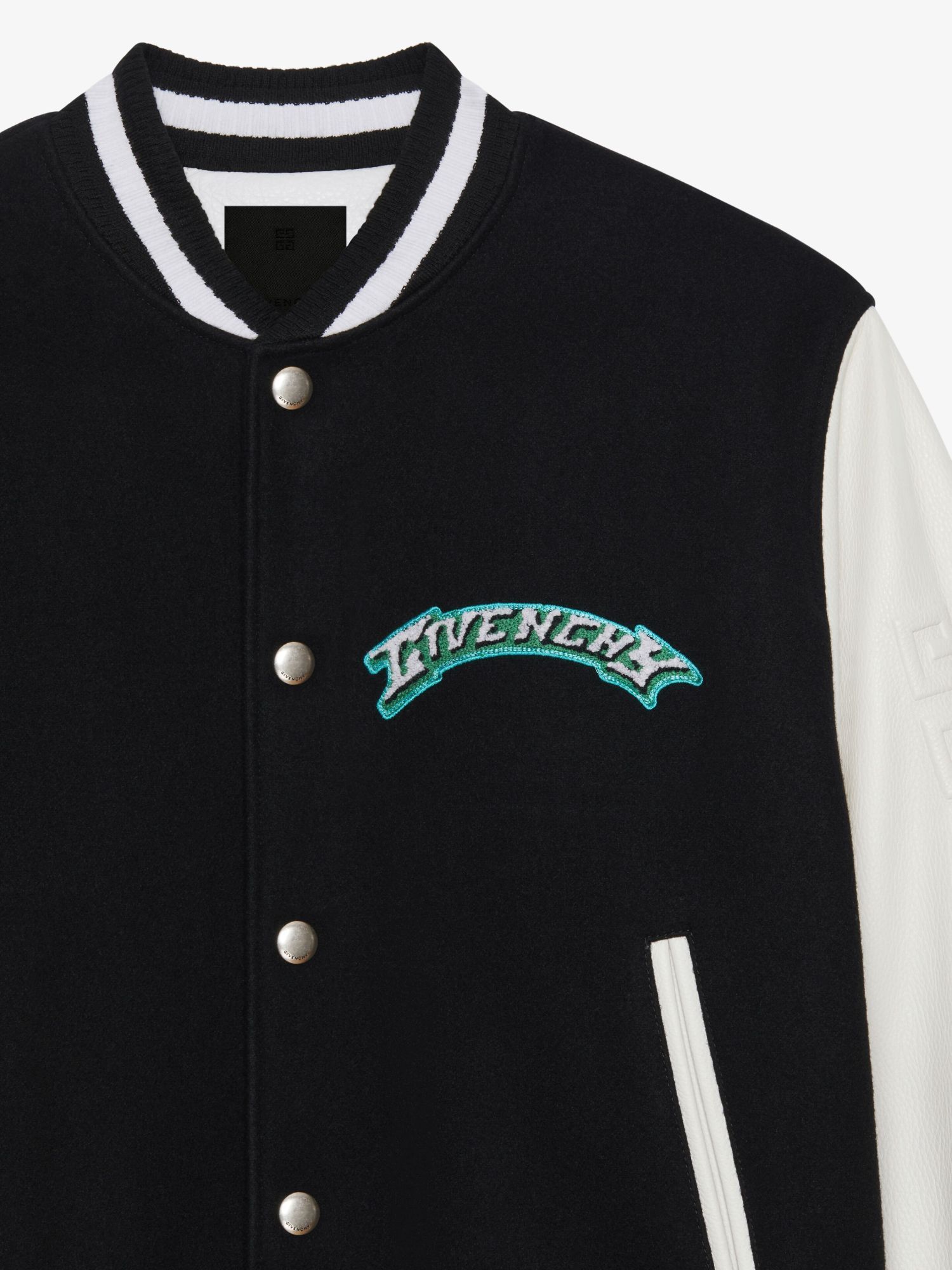 Givenchy Wool And Leather Bomber Jacket In Black