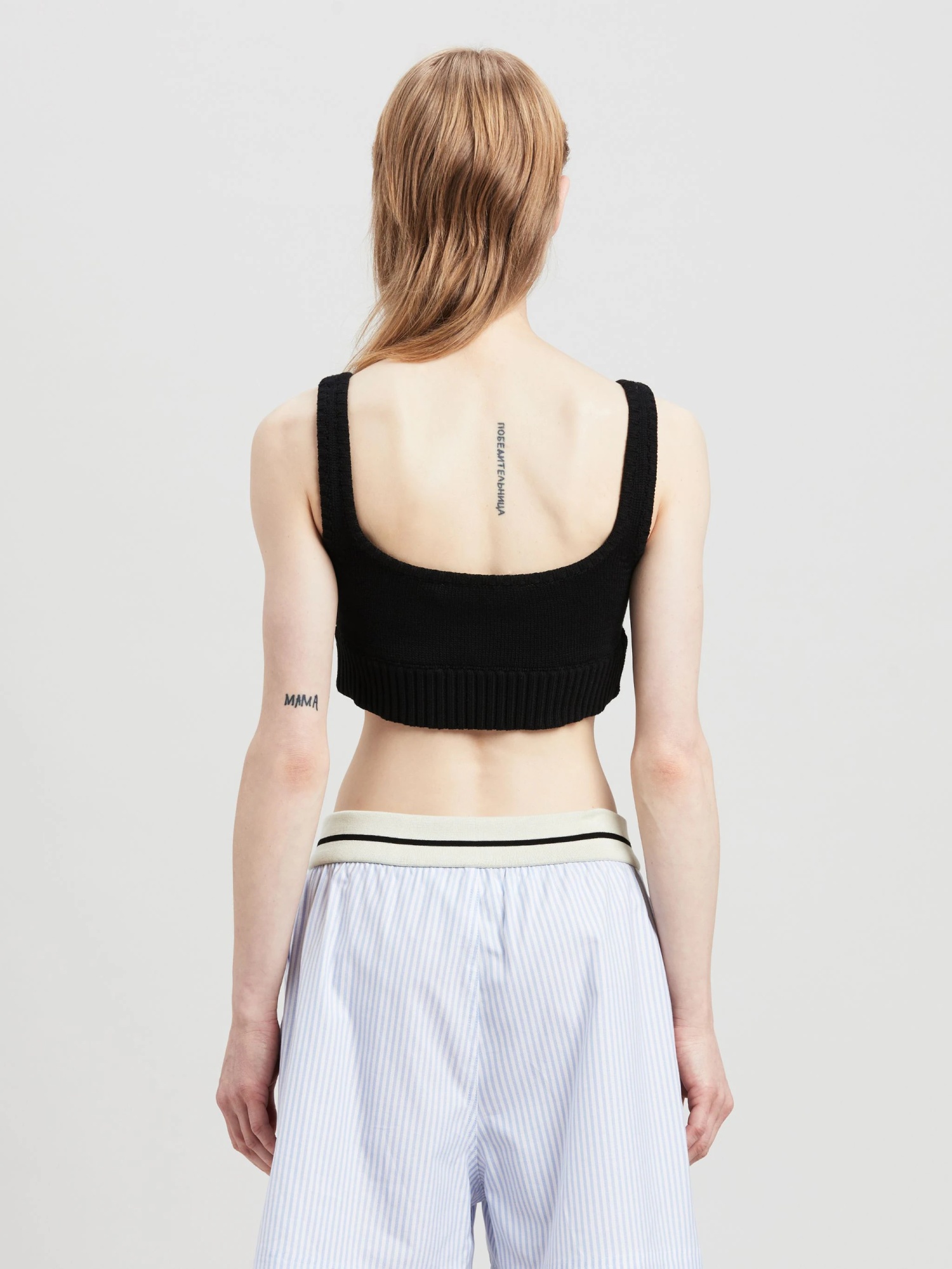 Palm Angels Logo Embroidered Cropped Knitted Tank Top In Black