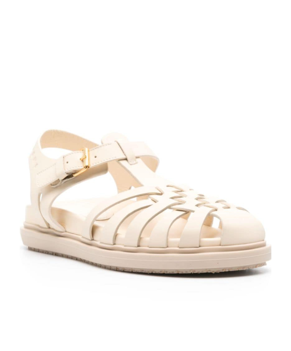 Marni Caged Leather Sandals In Nude
