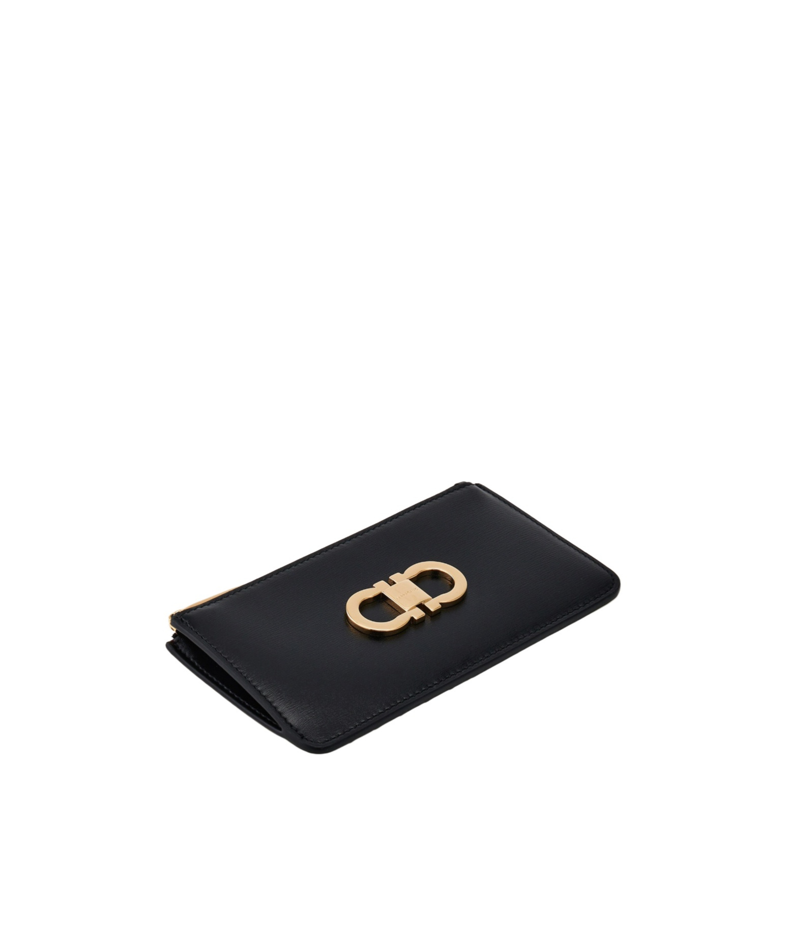 Ferragamo Gancini Leather Cardholder In Black