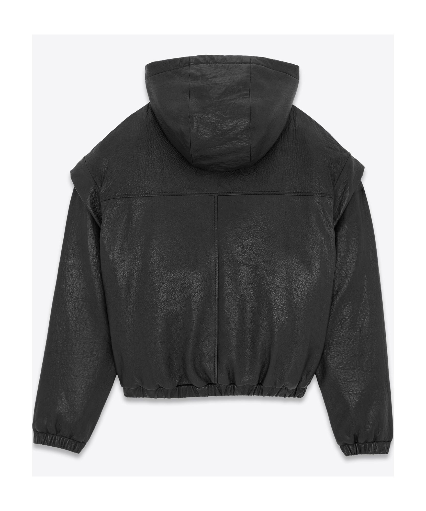 Saint Laurent Grain Hooded Leather Jacket In Black