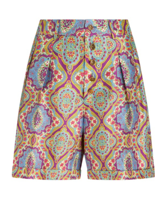 Etro Paisley-printed Wide-leg Shorts In Multicolor