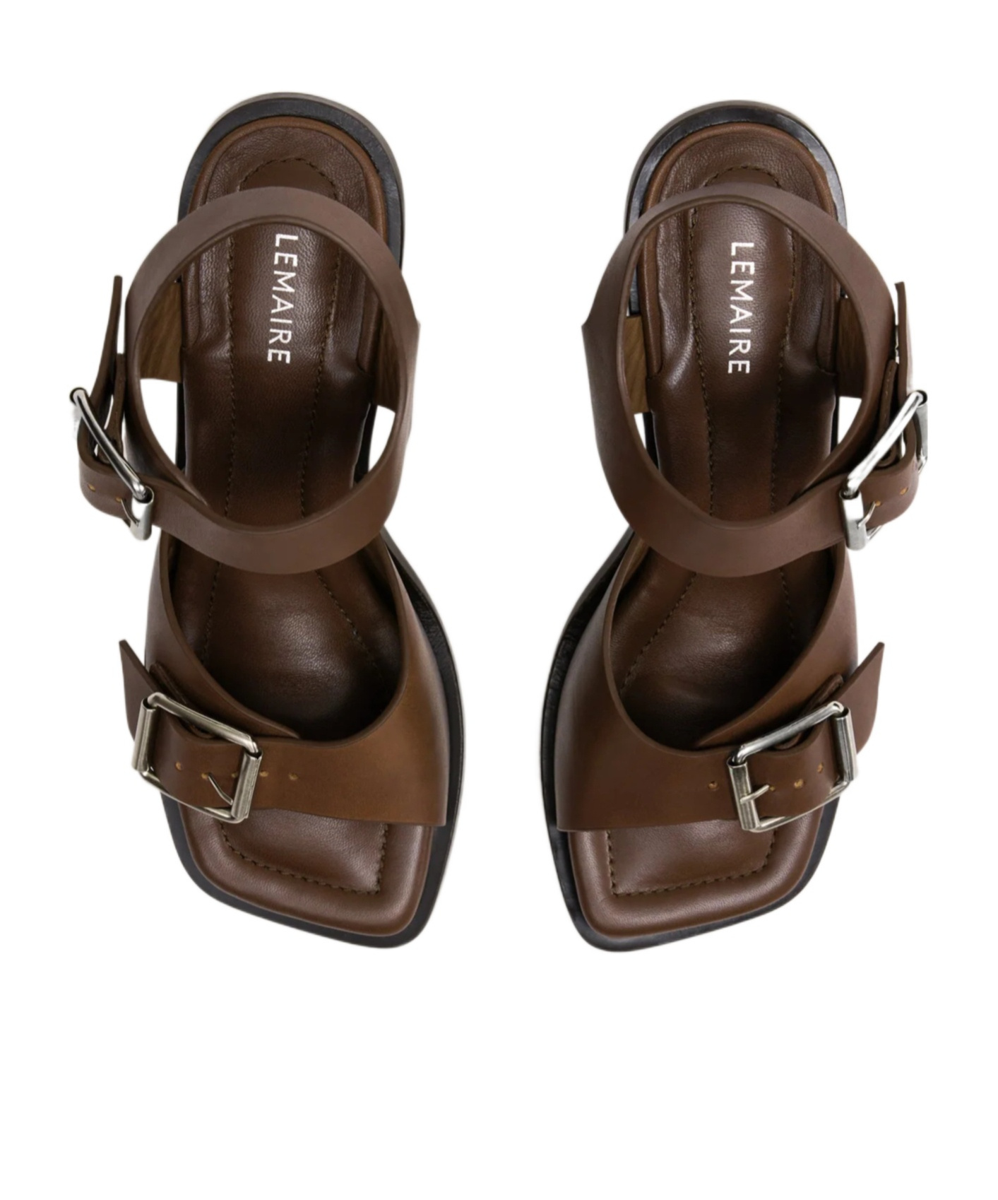 Lemaire Woman Sandals Chocolate Brown Size 10 Cow Leather In Brown