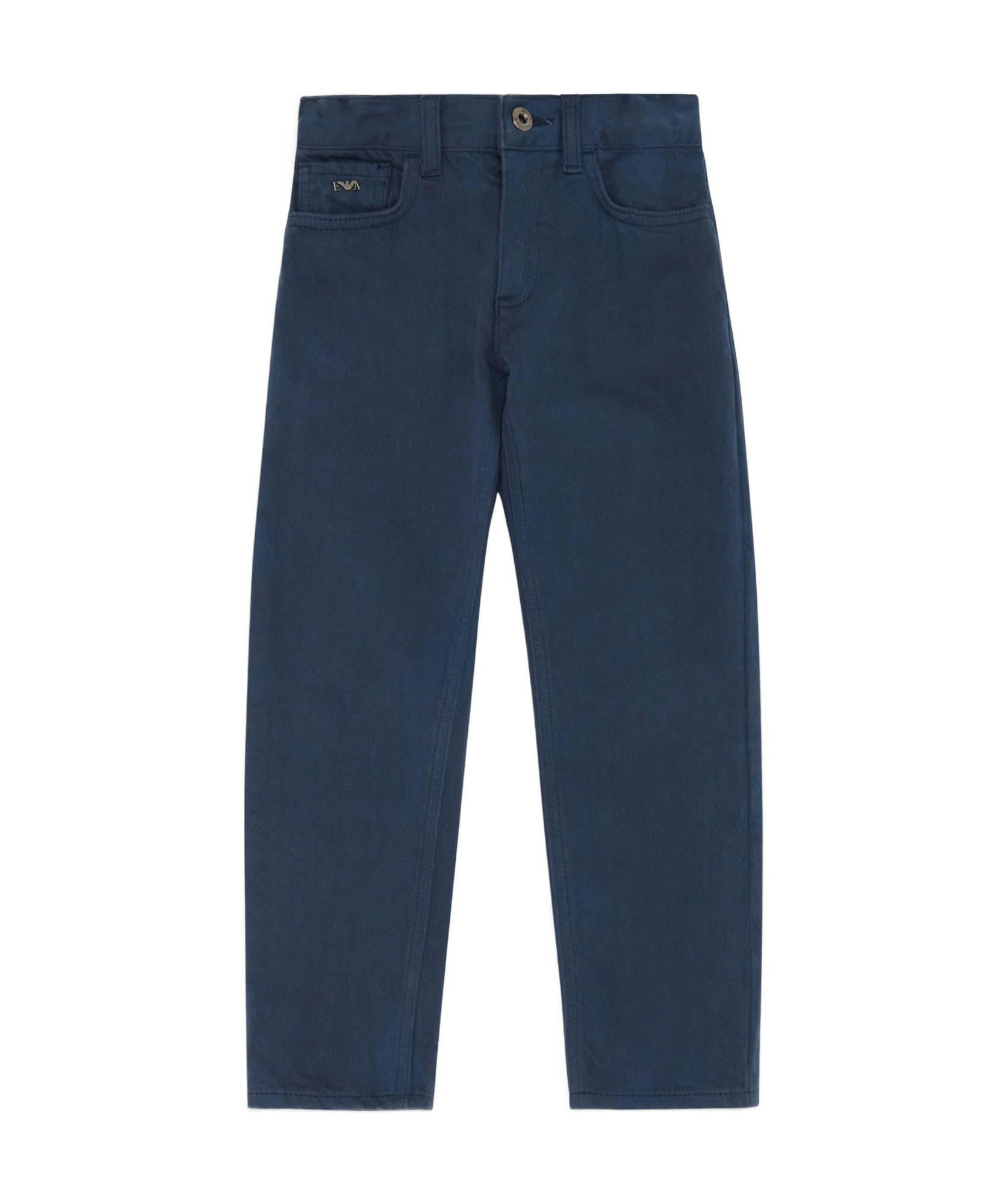 Emporio Armani Logo-plaque Twill Chinos In Blue