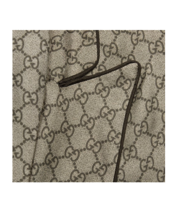 Gucci Gg Supreme Print Silk Shirt In Nude