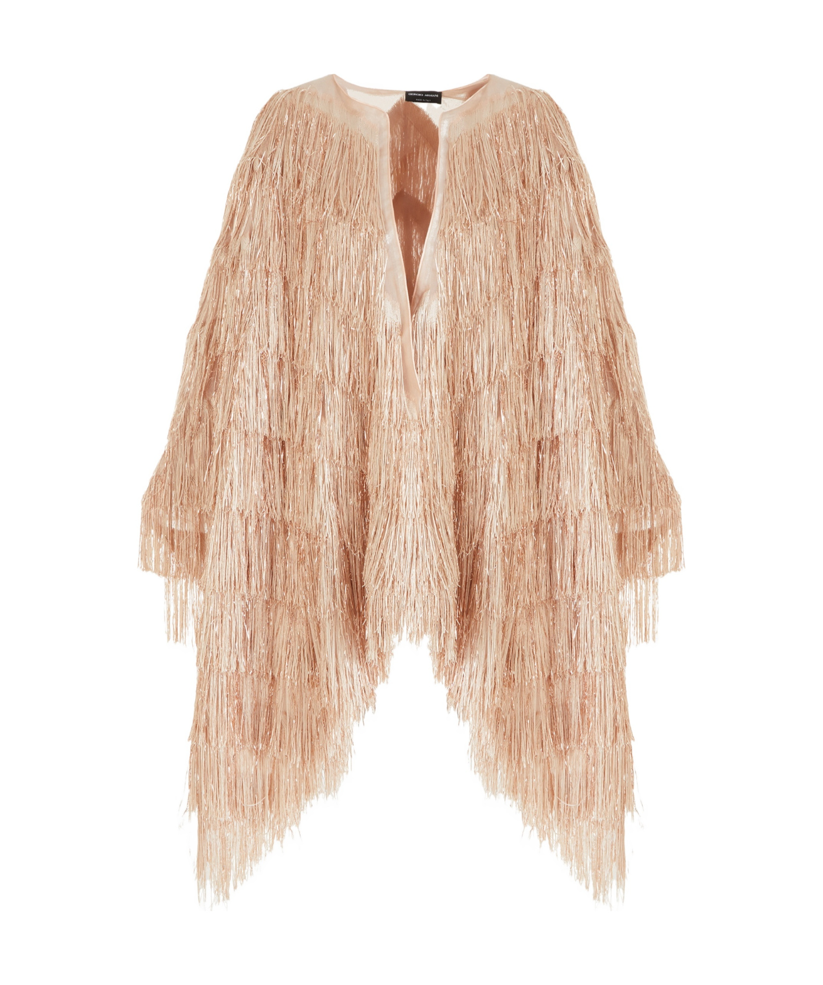 Giorgio Armani Tassel-embellished Draped Cape In Nude