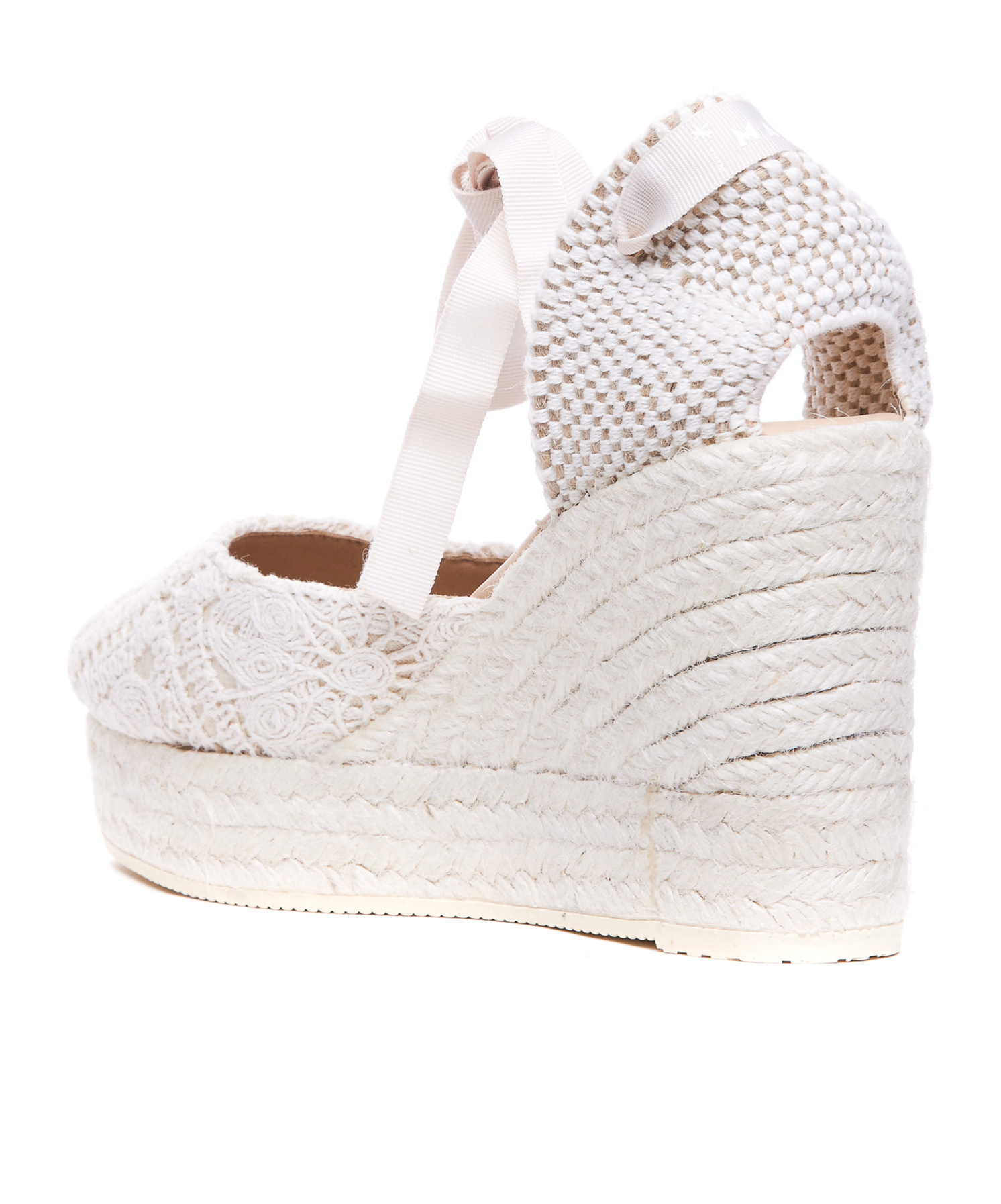 Manebi Manebí Yucatán Crochet Cotton Wedge Espadrilles In White